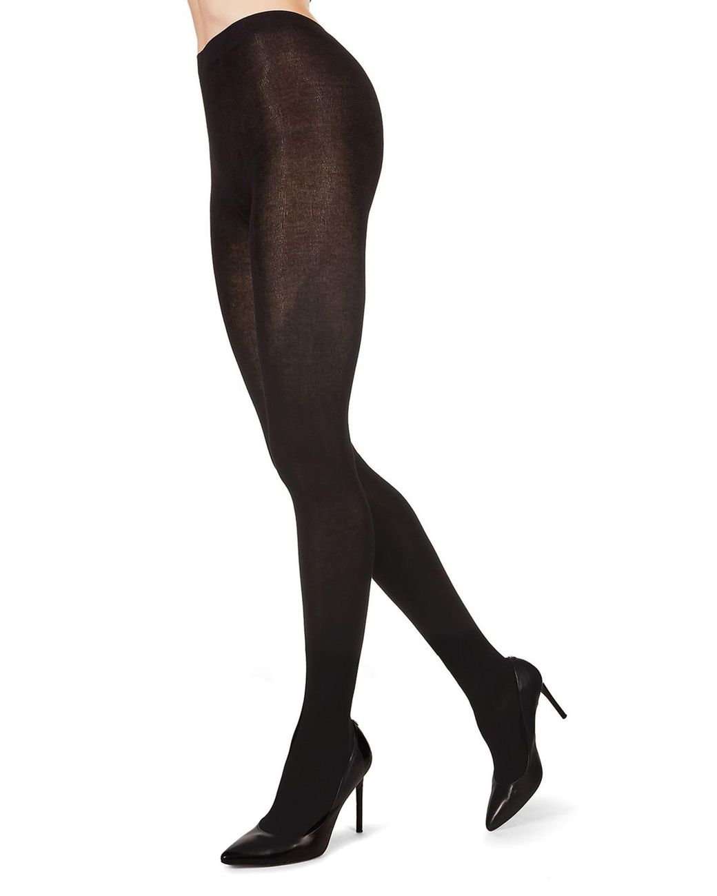 Memoi Black Flat Knit Tights