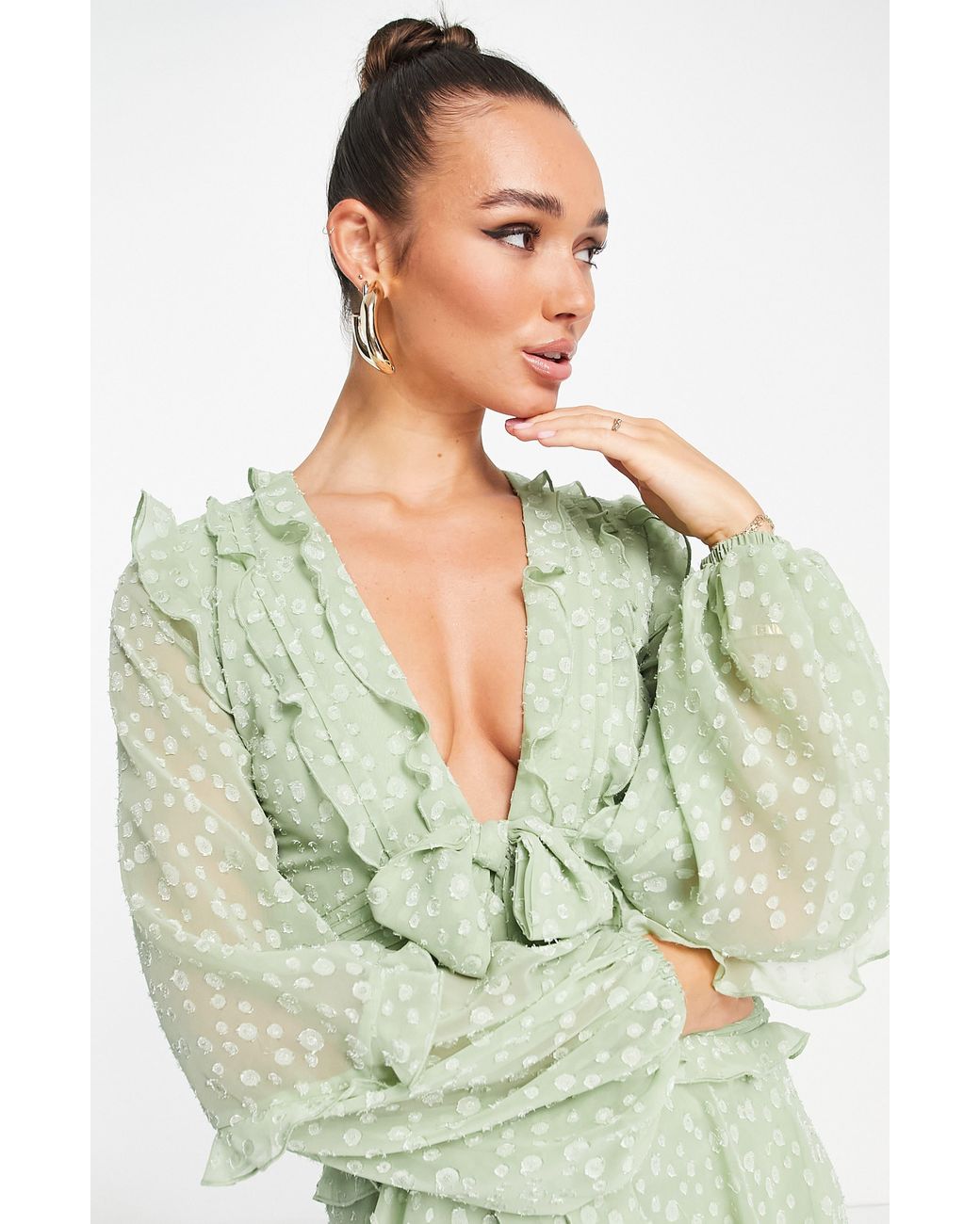 Hilary clip dot chiffon midi cheap dress