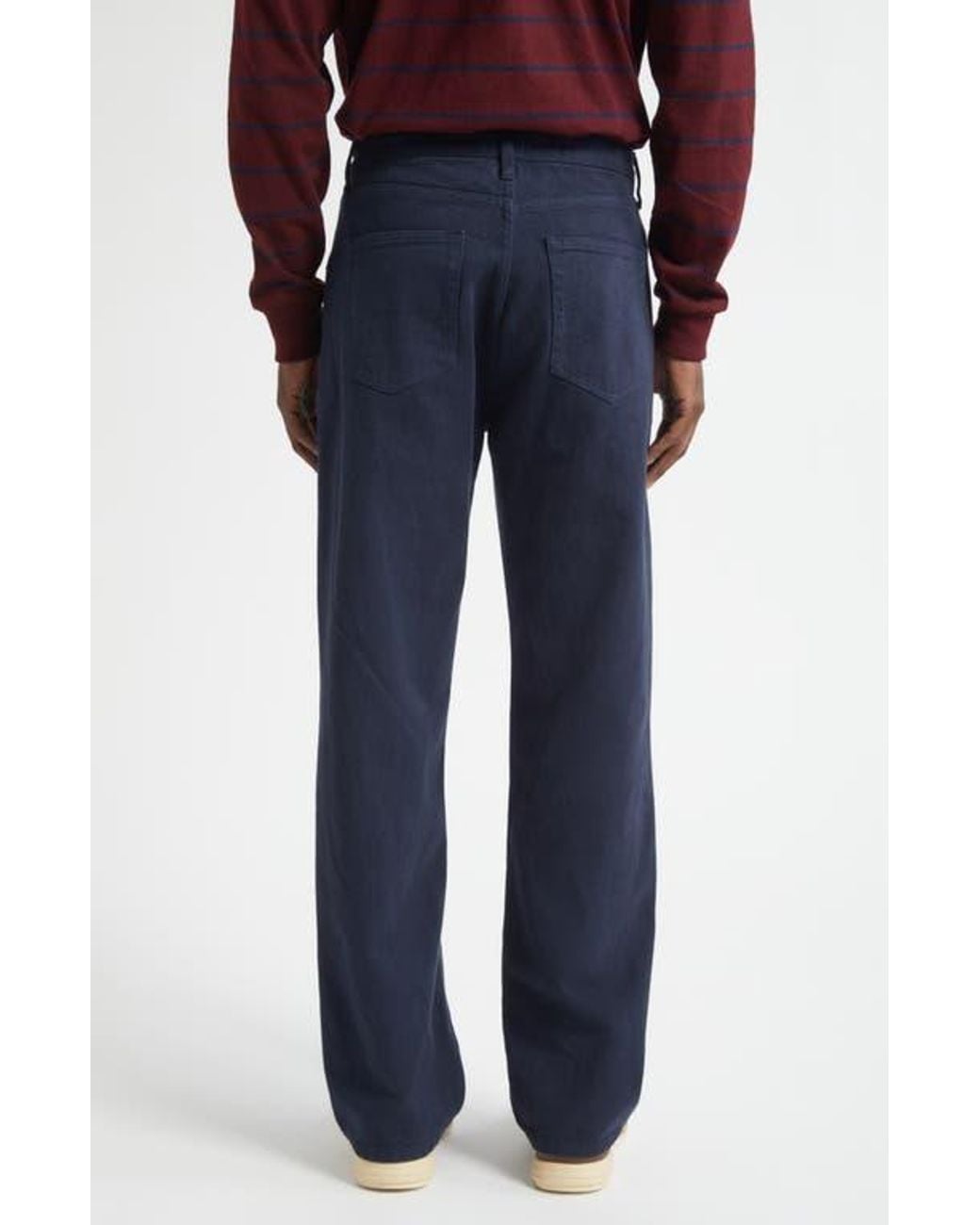 Noah Brushed Back Pleated Organic Cotton Jeans in Blue for Men | Lyst