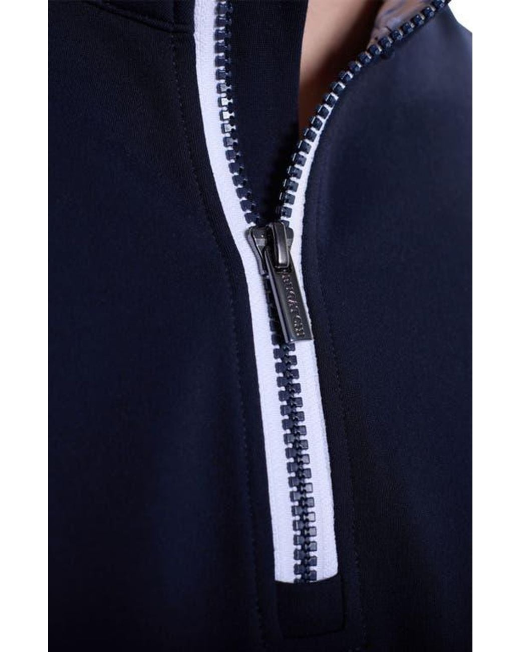 Bugatchi Blue Solid Quarter Zip Pullover for men