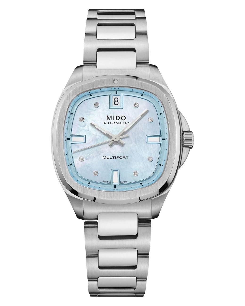 MIDO Metallic Multifort Diamond Square Automatic Bracelet Watch, 35Mm