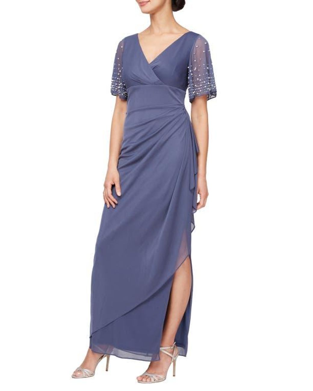 Alex Evenings Flutter Sleeve Empire Waist Evening Gown in Blue | Lyst Alex Evenings Flutter Sleeve Empire Waist Evening Gown in Blue | Lyst