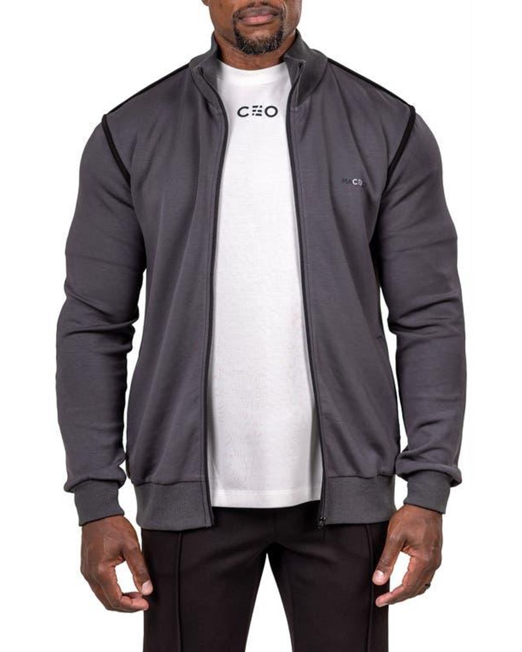 Maceoo Gray Marthyr Zip Jacket for men