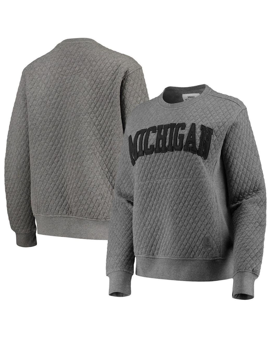 Pressbox Heather Charcoal Michigan Wolverines Moose Quilted Pullover ...