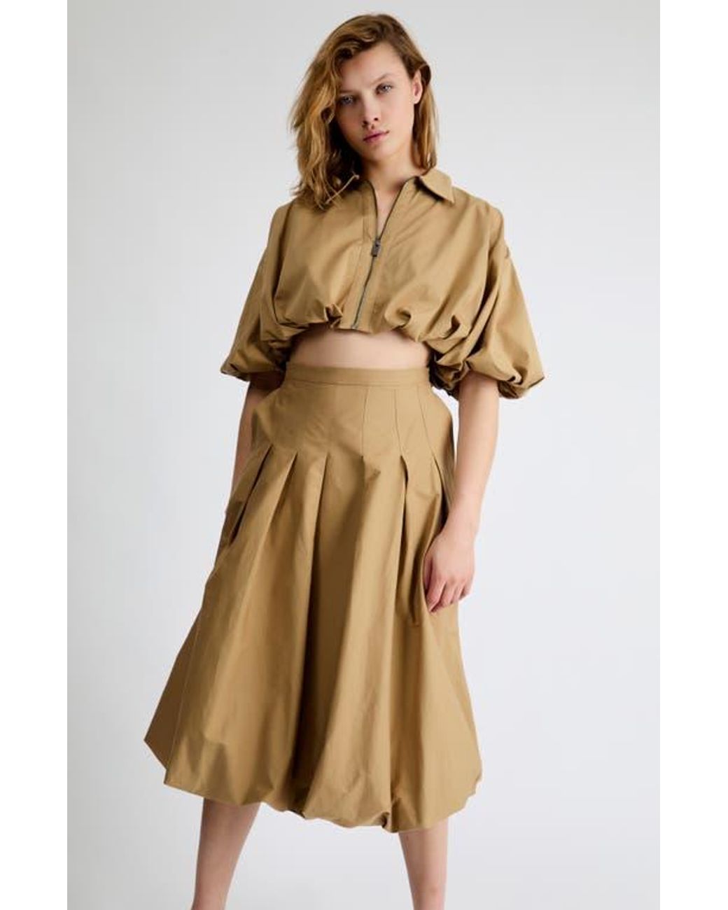 Extro & Vert Brown Indie Zip-Up Crop Top
