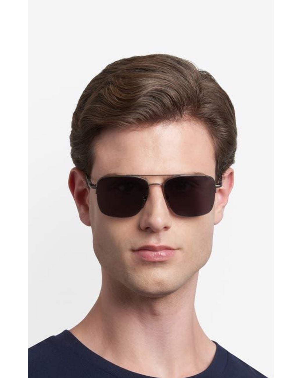 Fossil Blue 57Mm Rectangular Sunglasses for men