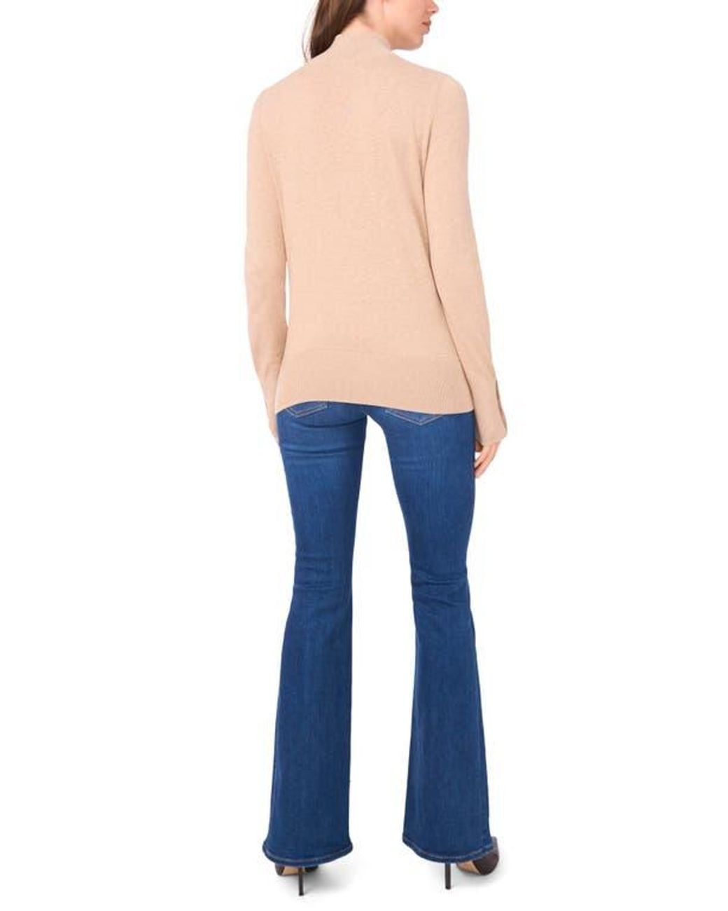 Halogen® Blue Button Cuff Turtleneck Sweater