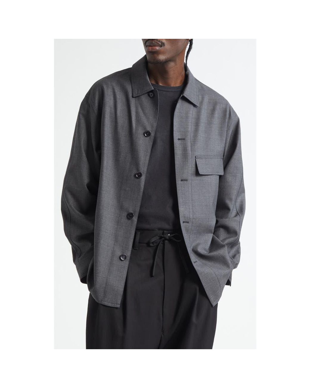Lemaire Light Tailored Wool Overshirt in Gray for Men | Lyst