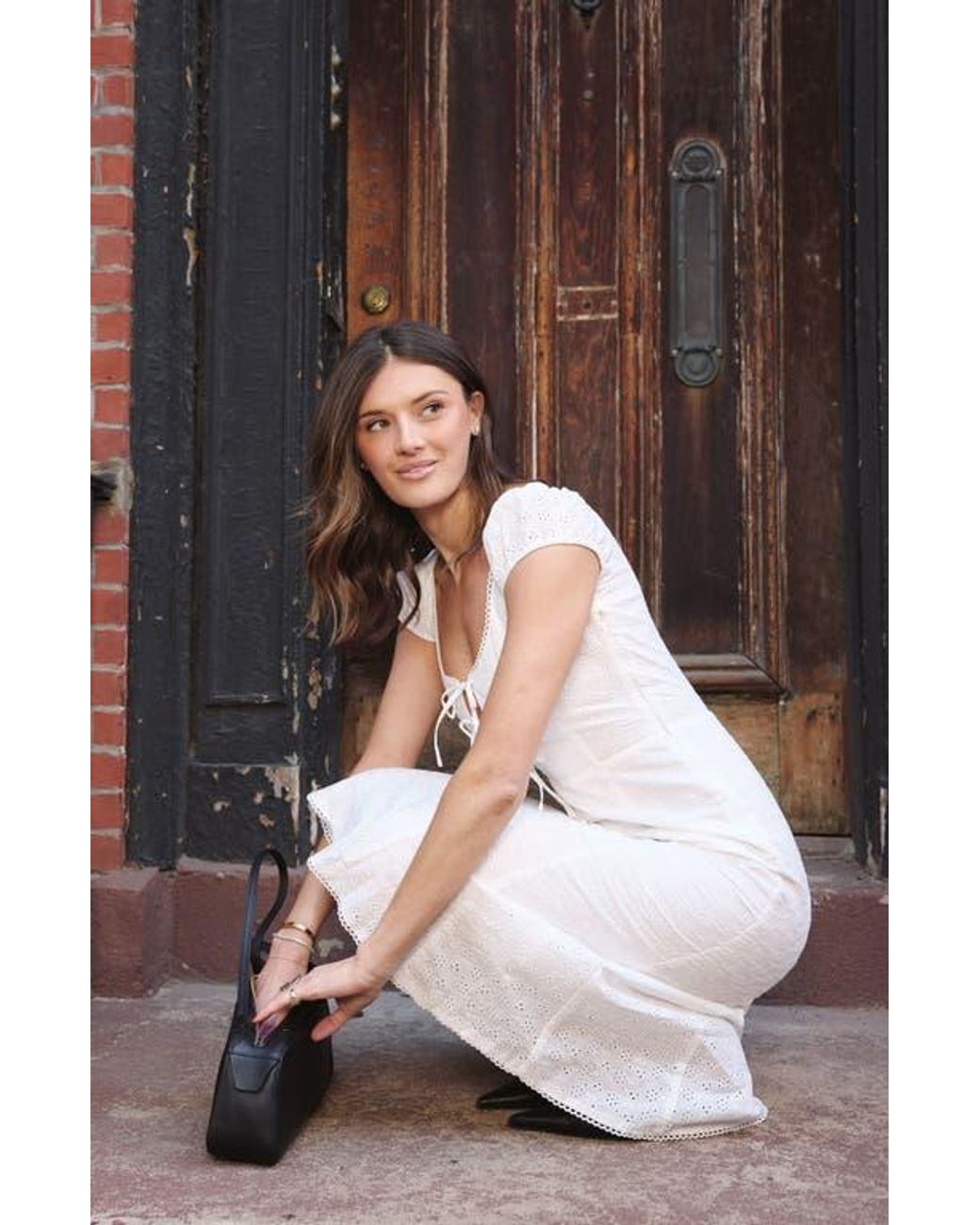 wayf brown eyelet dress Citrus The Shae Eyelet Dress – Called to Surf main image 0