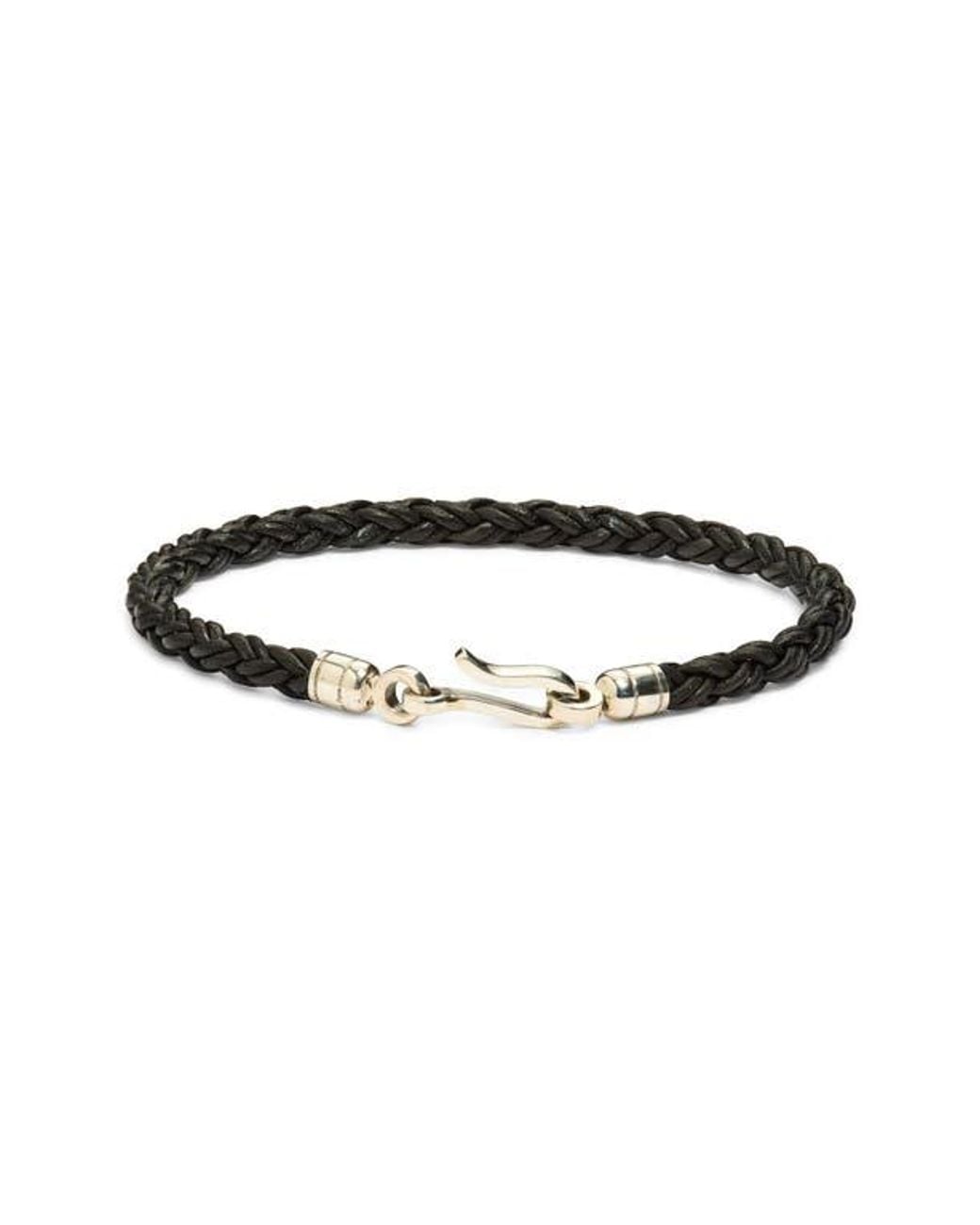 Caputo & Co. Black Twisted Braid Leather Bracelet for men