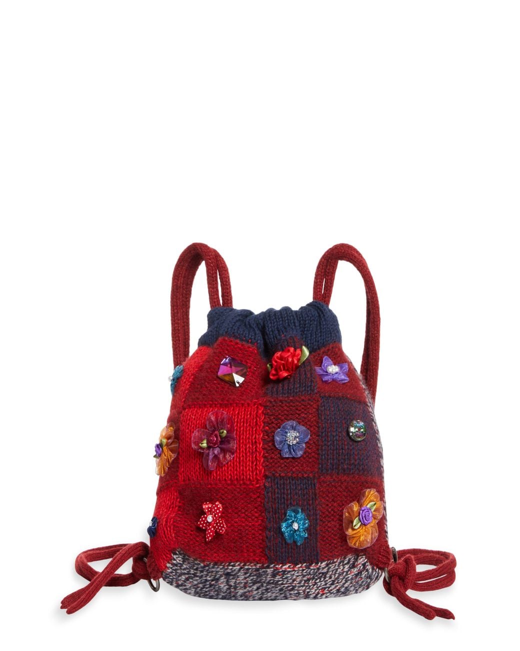 YANYAN Red Plaited Check Mini Drawstring Backpack