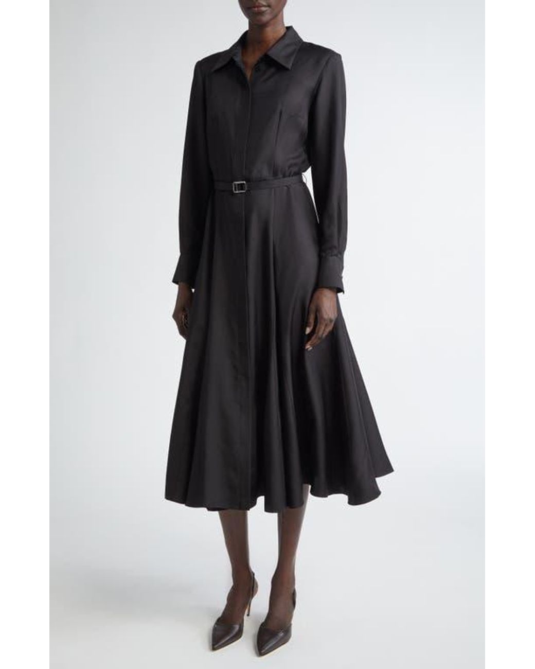 ■Emilia Wickstead リコーベルト シルク シャツ ドレス EMILIA WICKSTEAD Belted silk-twill midi shirt dress | NET-A