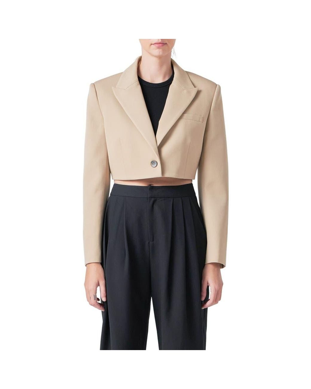 Grey Lab Black Crop Blazer