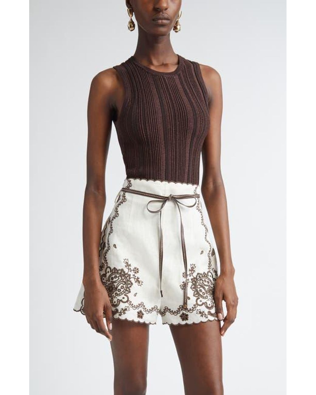 Zimmermann Lucky Metallic Rib Tank in White | Lyst