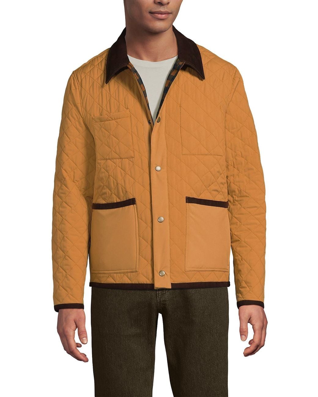 Lands' End Brown Reversible Insulated Barn Jacket for men
