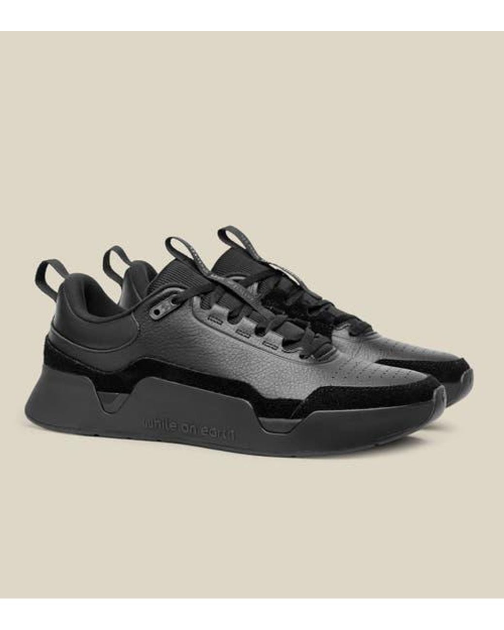 while on earth™ Black Leather Trainer for men