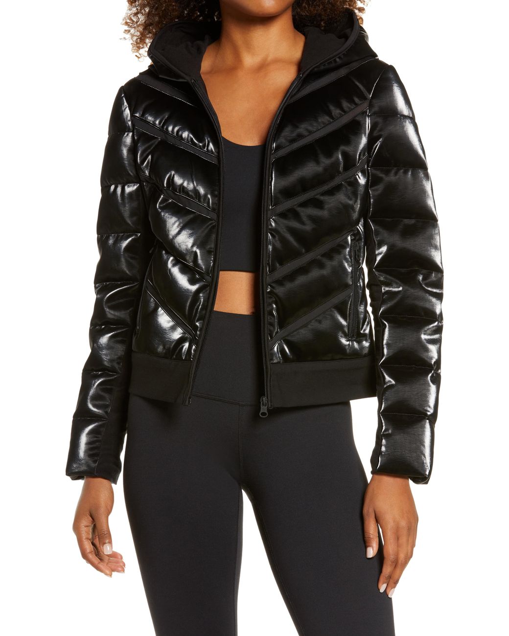 BLANC NOIR Freestyle Mesh Inset Down Puffer Jacket in Black - Lyst