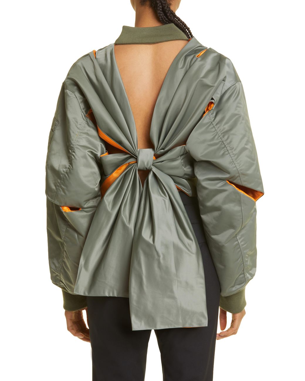 Undercover Open Back Tie Nylon Bomber Jacket in Gray | Lyst