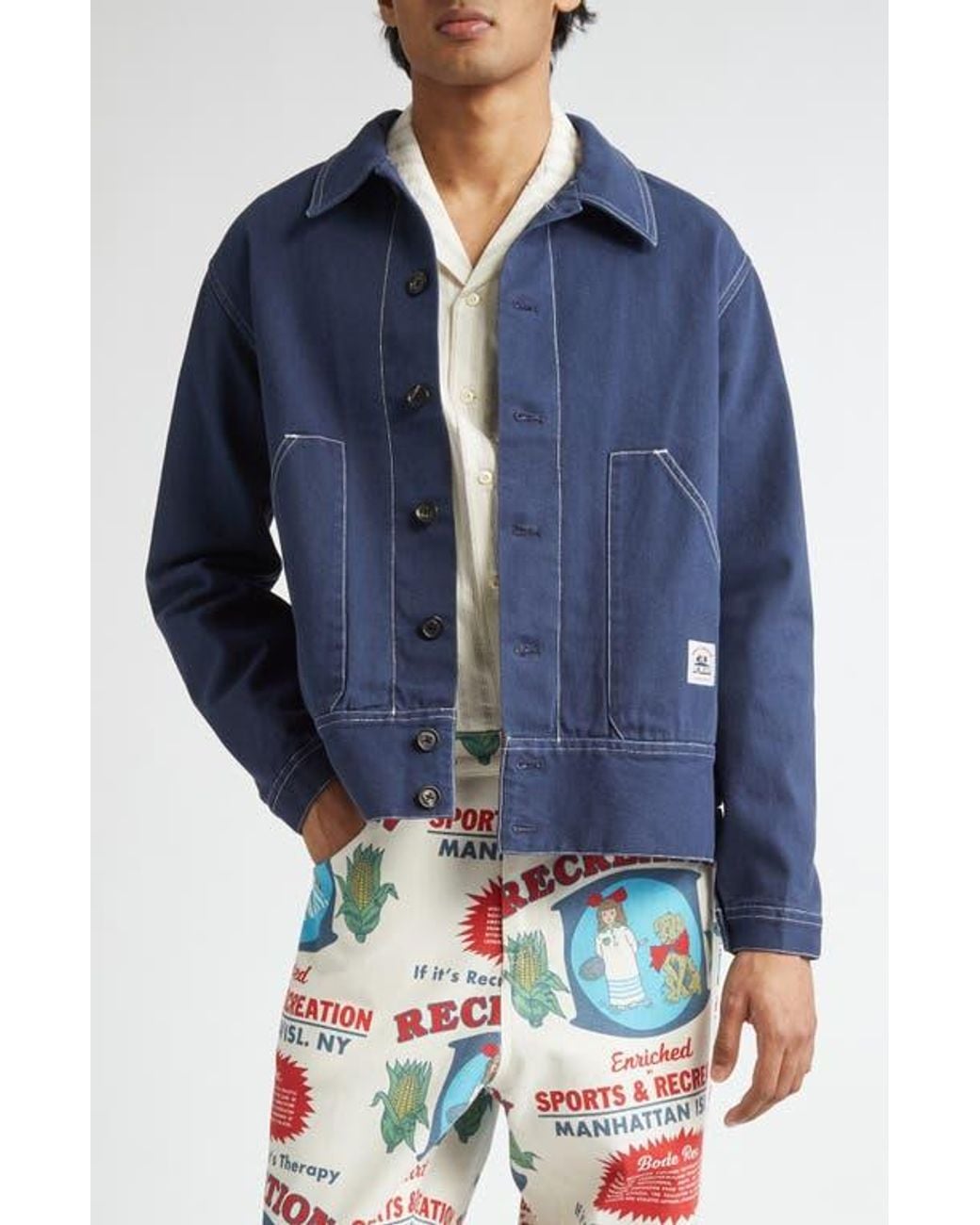 Bode Blue Knolly Brook Side Tab Jacket for men