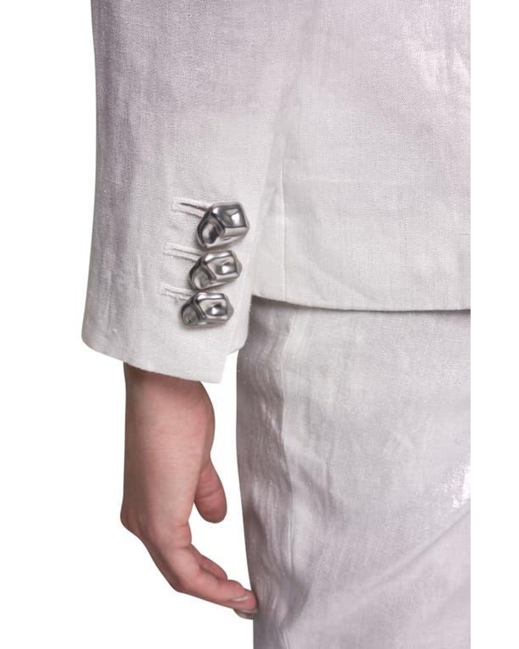 Donna Karan White One-Button Linen Blazer