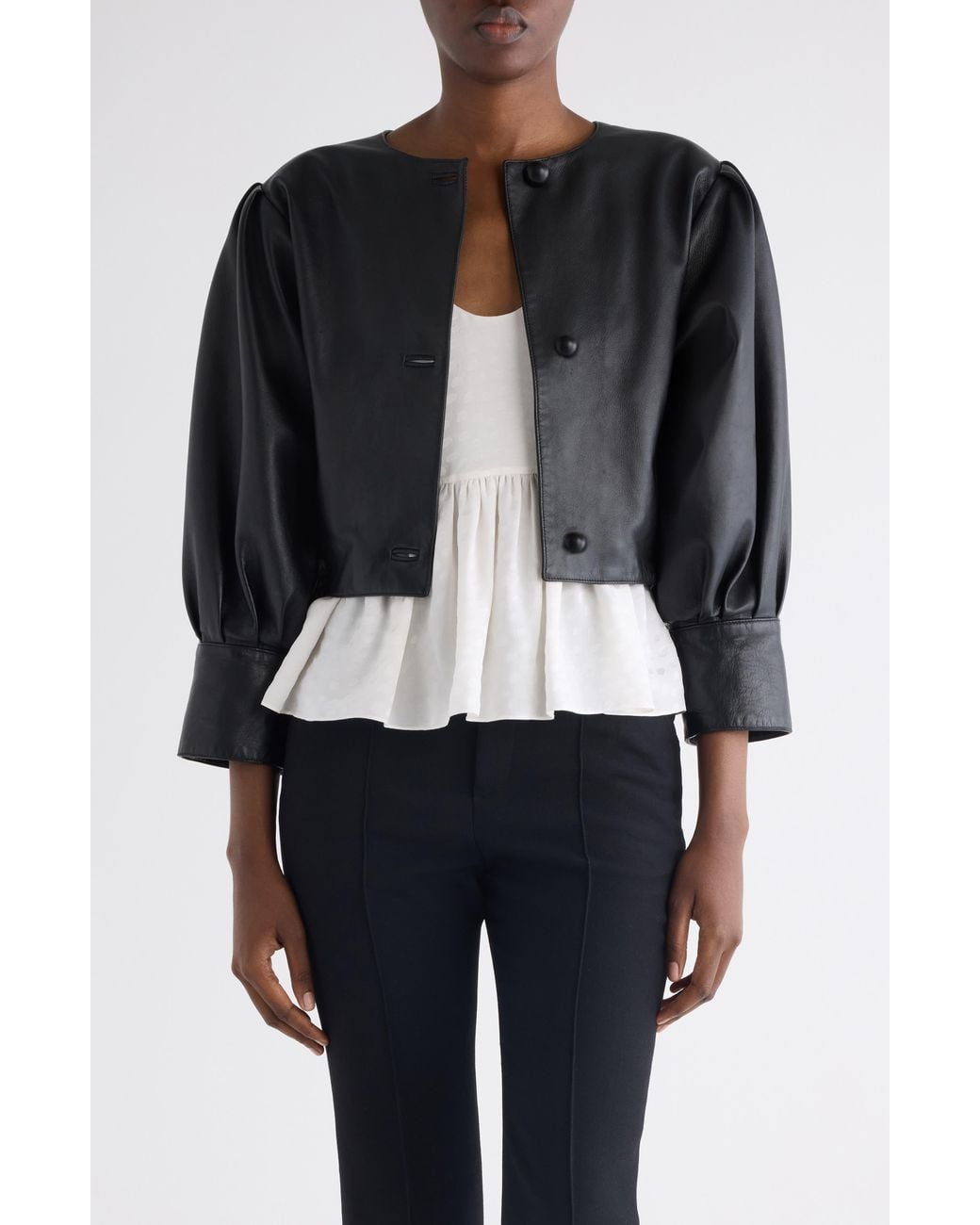 Chloé Black Plongé Lambskin Leather Short Jacket