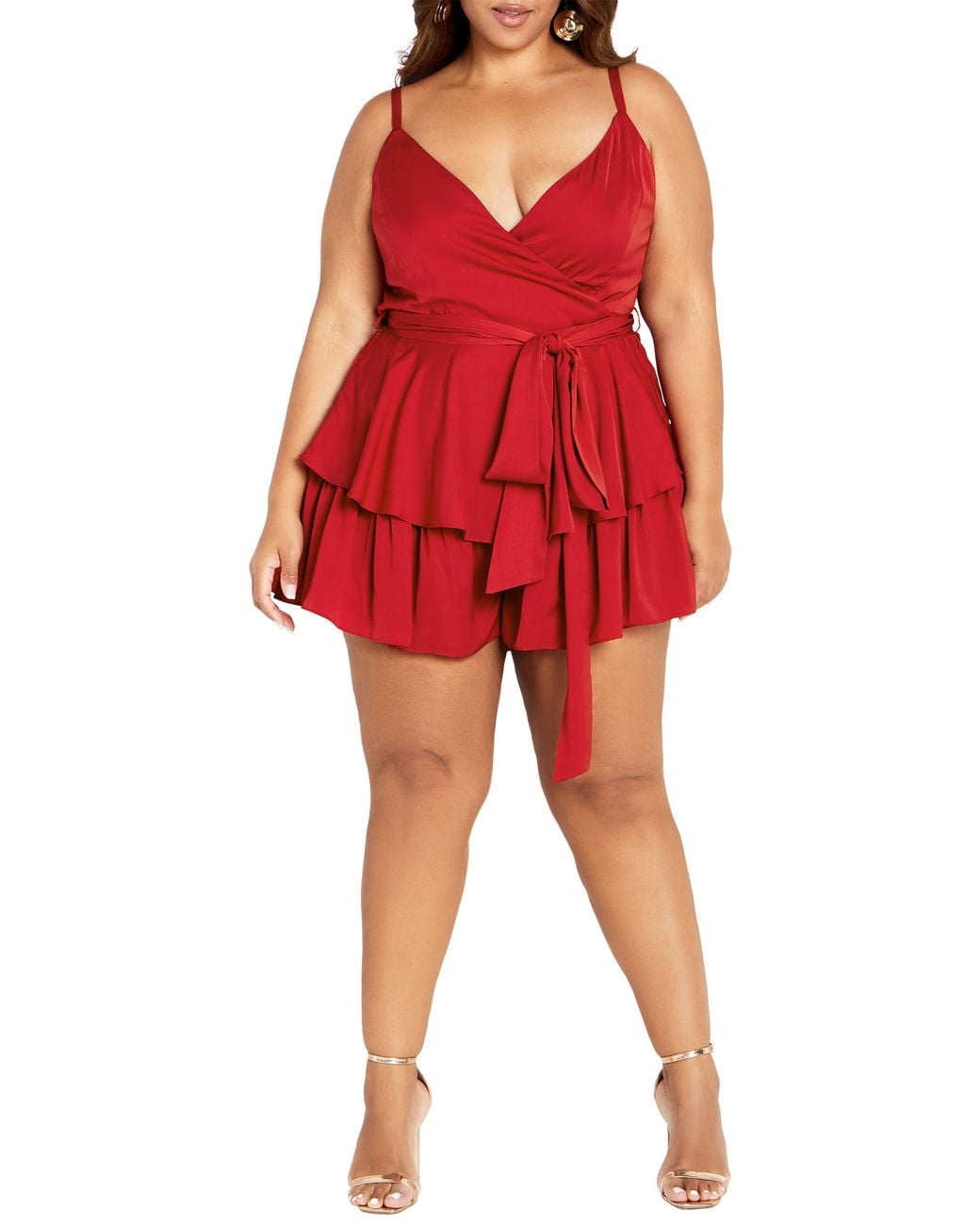 City Chic Red Party Wrap Romper