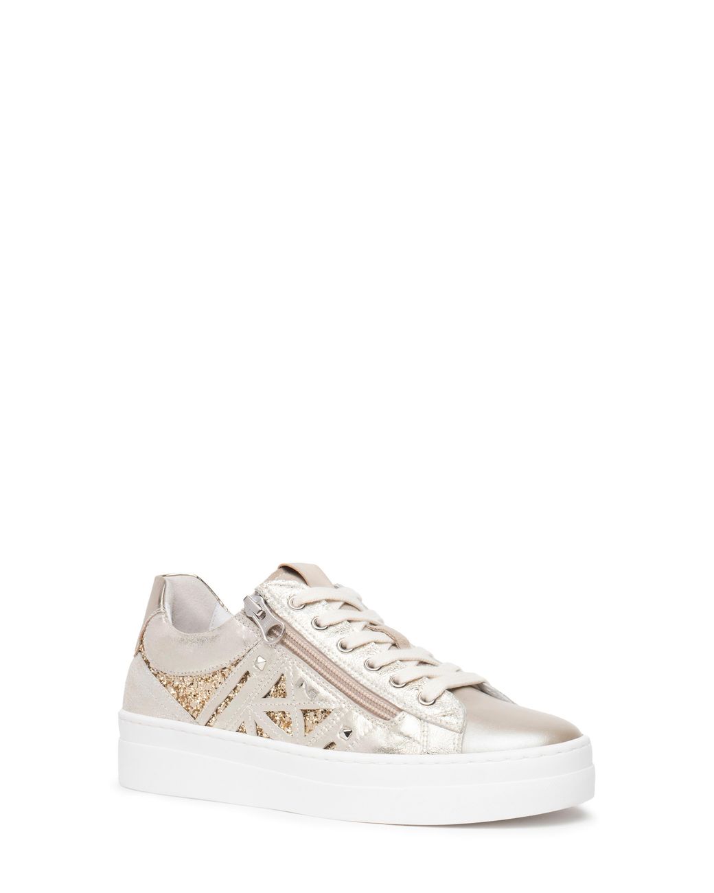 Nero Giardini White Metallic Side Zip Platform Sneaker
