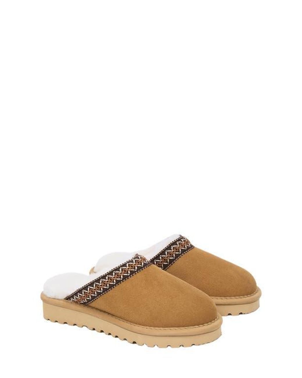 Celtic & Co. Multicolor Braid Trim Shearling Slippers