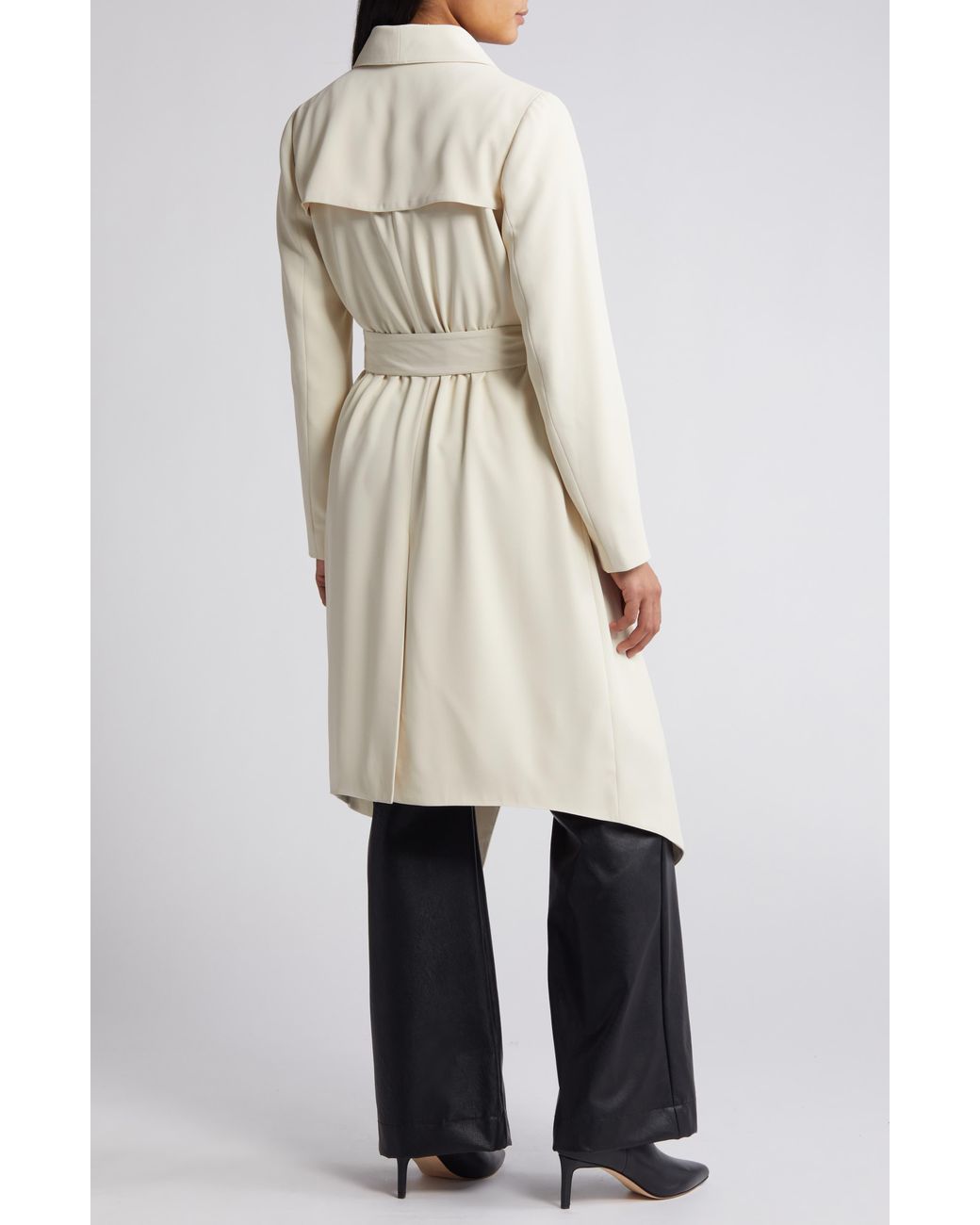 BCBGMAXAZRIA Shawl Collar Belted Coat in Natural Lyst