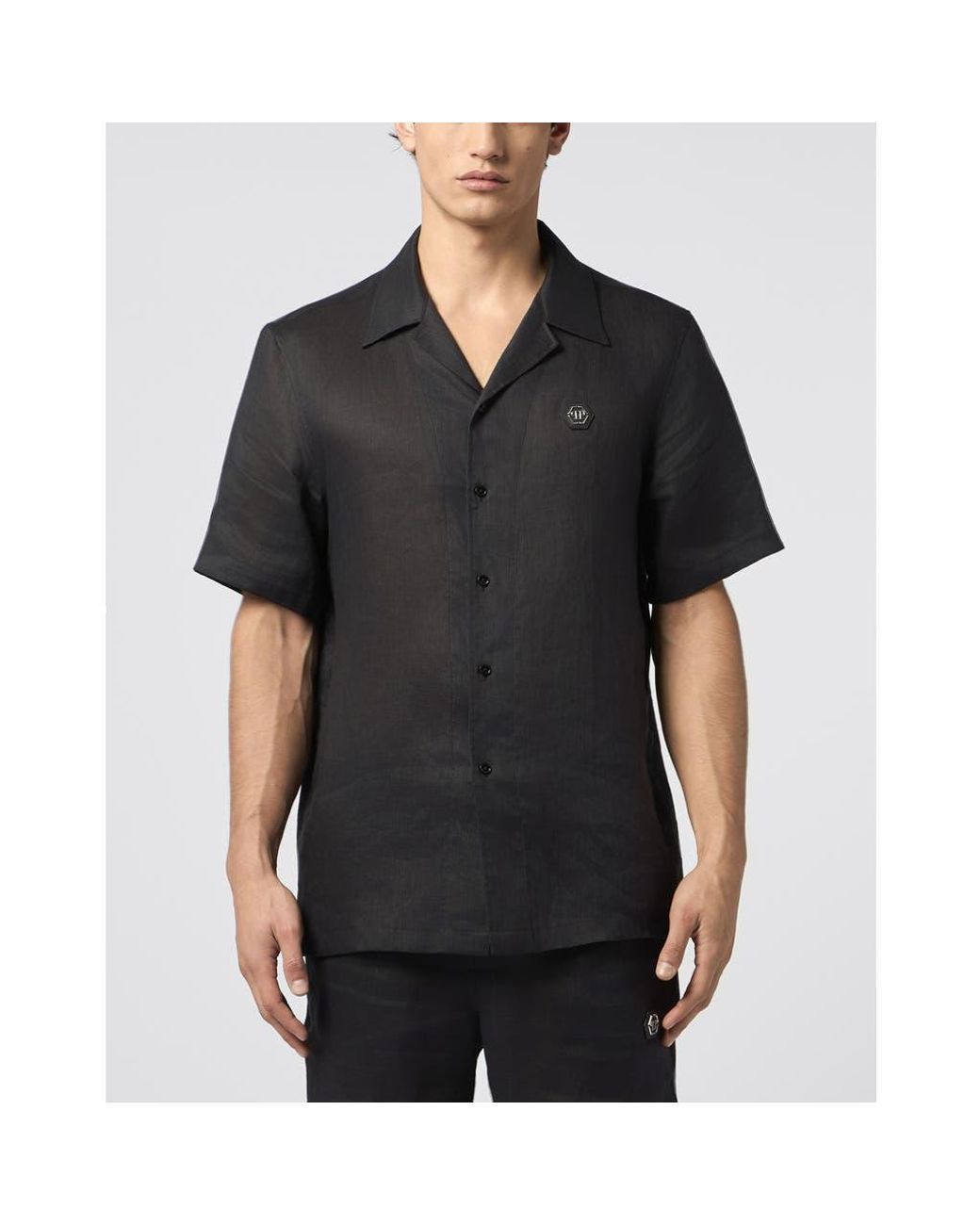 Philipp Plein Black Bowling Shirt Basic for men
