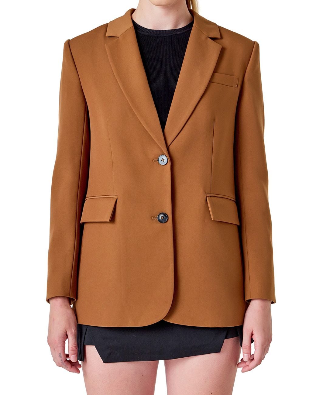Endless Rose Brown Everyday Oversize Two-Button Blazer