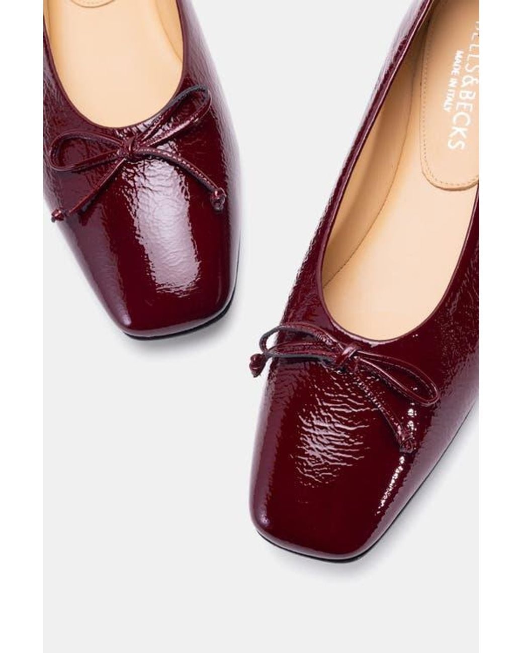 Bells Flats Java Flats Bells & Becks Felicia Square Toe Ballerina Flat in Red | Lyst