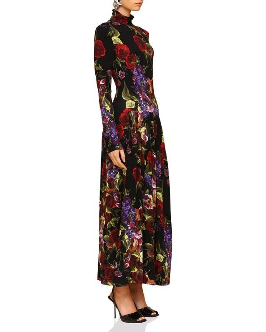 avec les filles women's floral-embroidered sheath dress Mock Neck Sleeveless Short Dress Black Multi main image 1