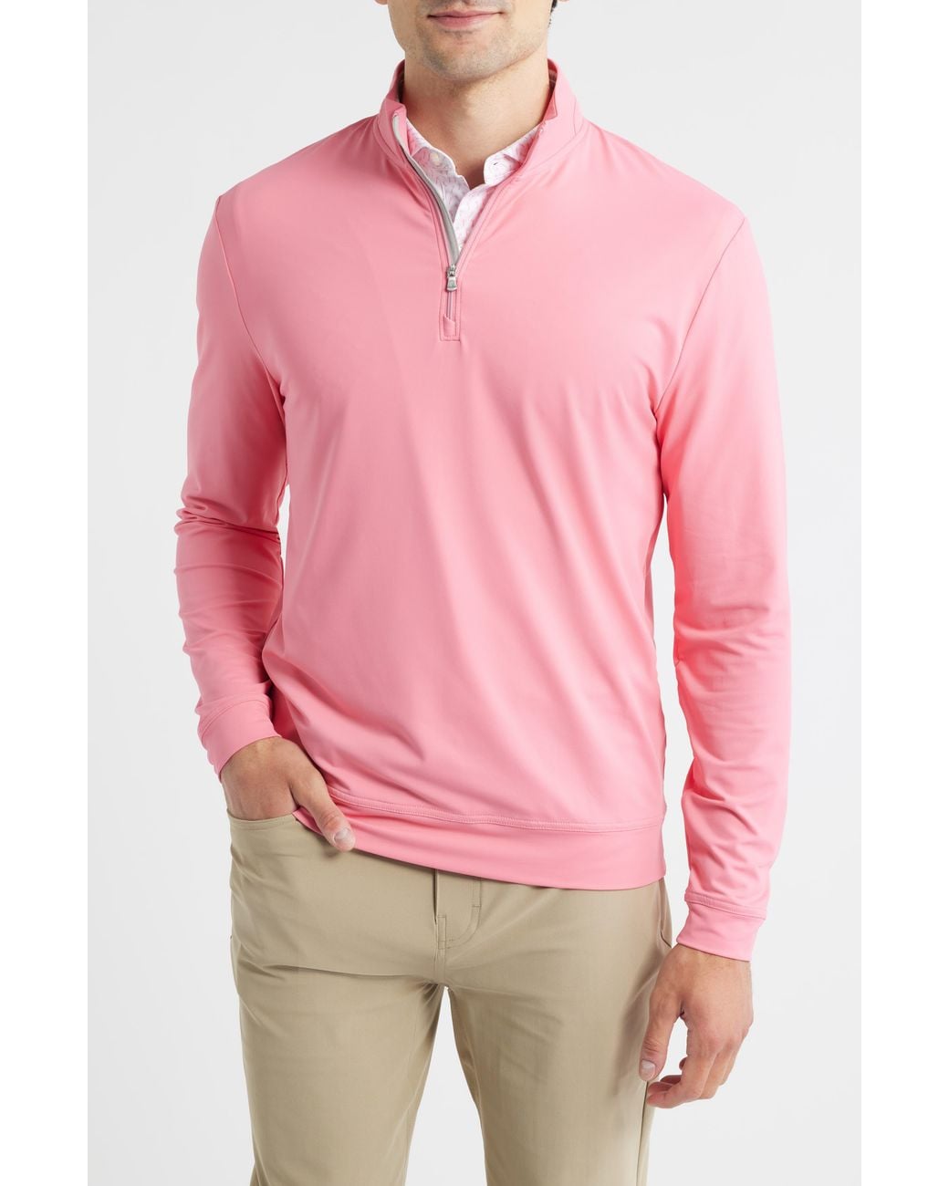 Johnnie-o Pink Motion Performance Quarter Zip Pullover for men