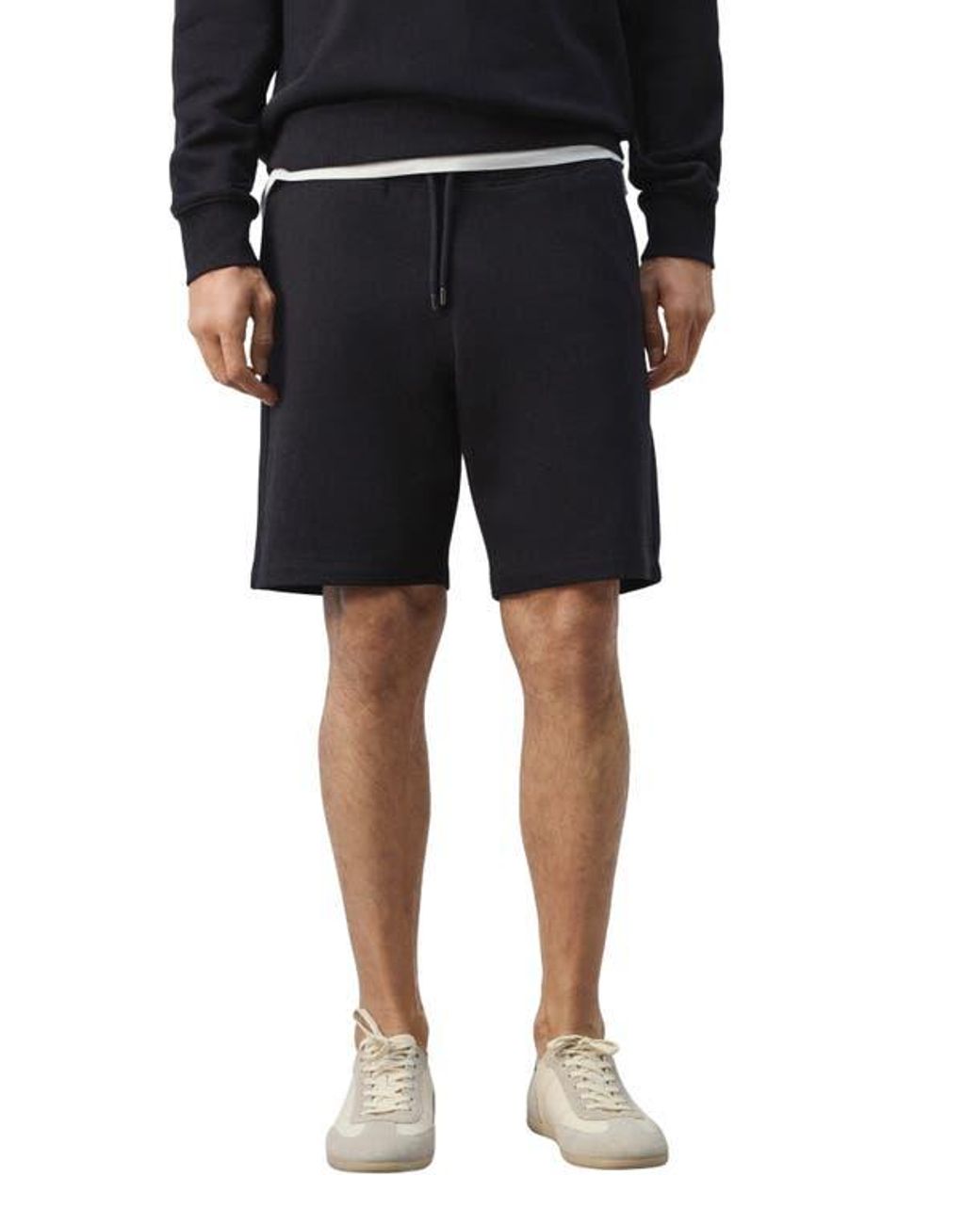 Mango Black Cotton Drawstring Shorts for men