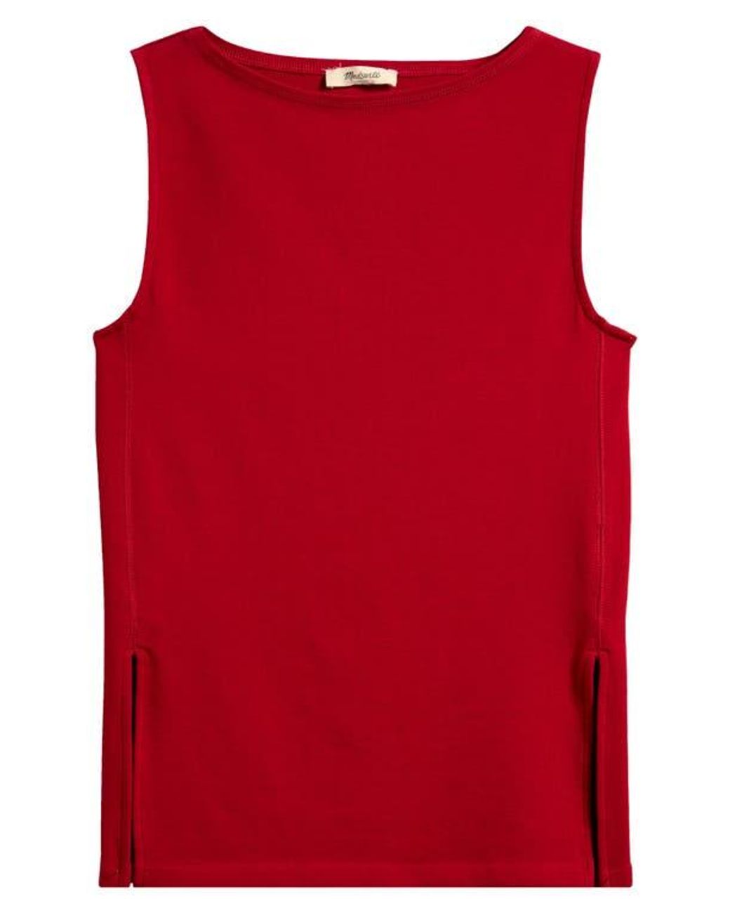 Madewell Sleeveless Boat Neck Side Slit T-Shirt in Red | Lyst