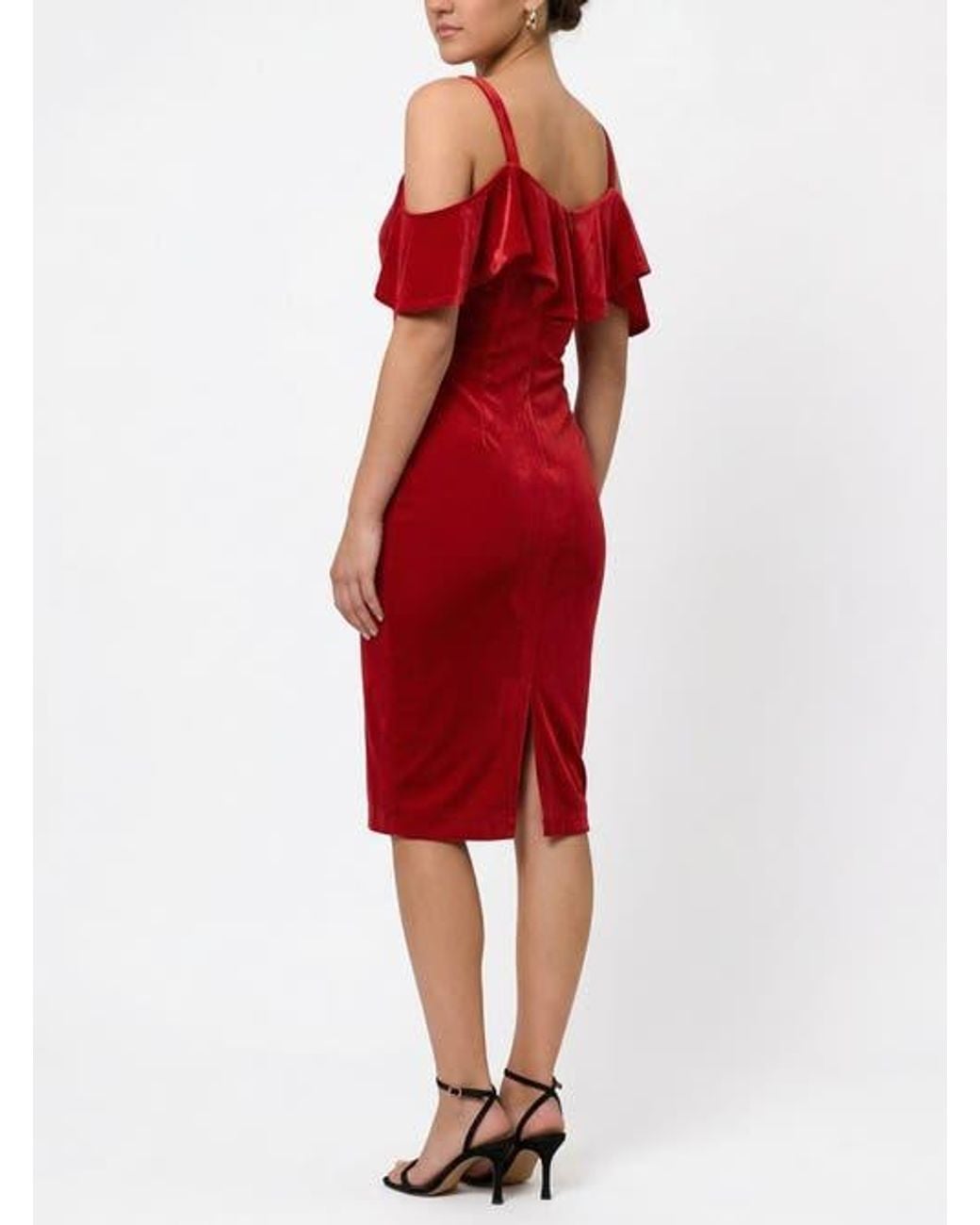 Rachel Roy Red Marcella Off The Shoulder Ruffle Midi Dress