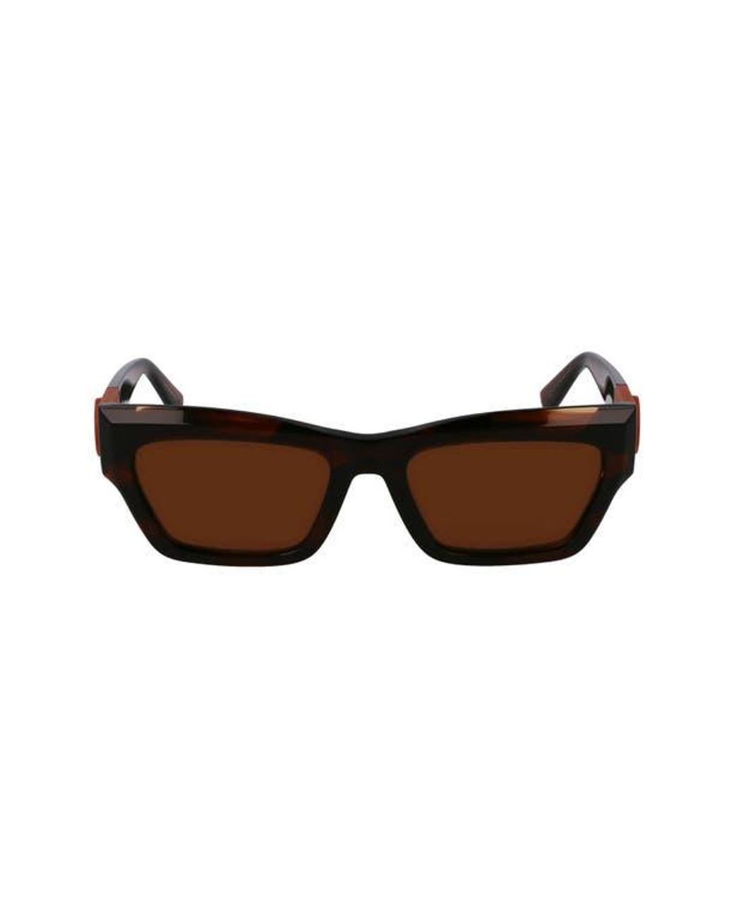Longchamp Brown Medallion 53Mm Modified Rectangular Sunglasses