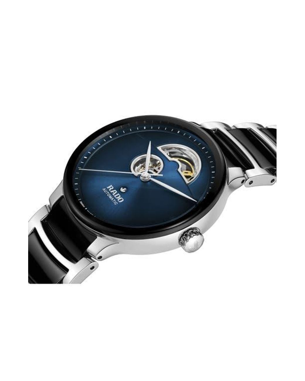 Rado Black Centrix Open Heart Automatic Ceramic Bracelet Watch, 39.5Mm for men