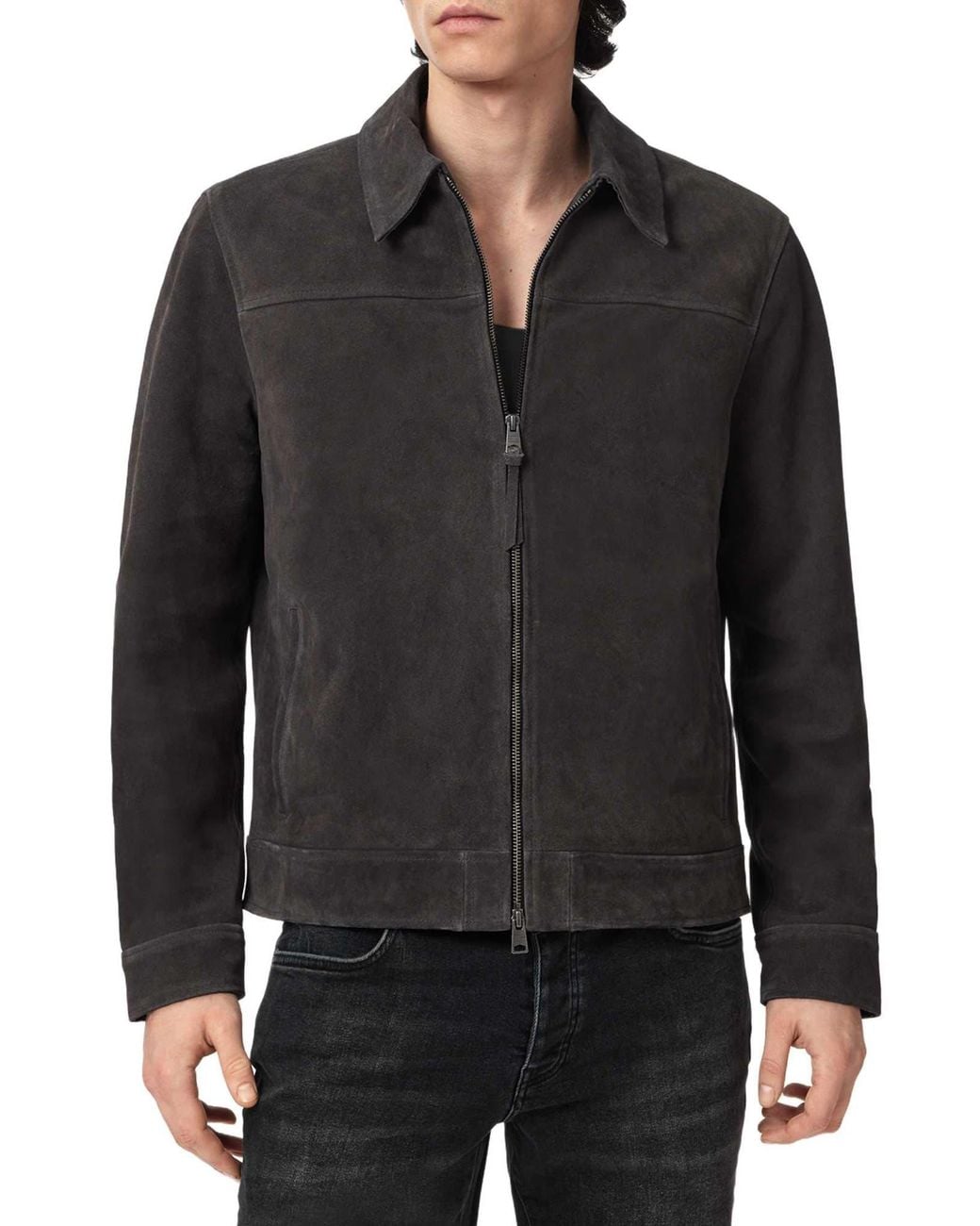 AllSaints Black Rhone Suede Jacket for men
