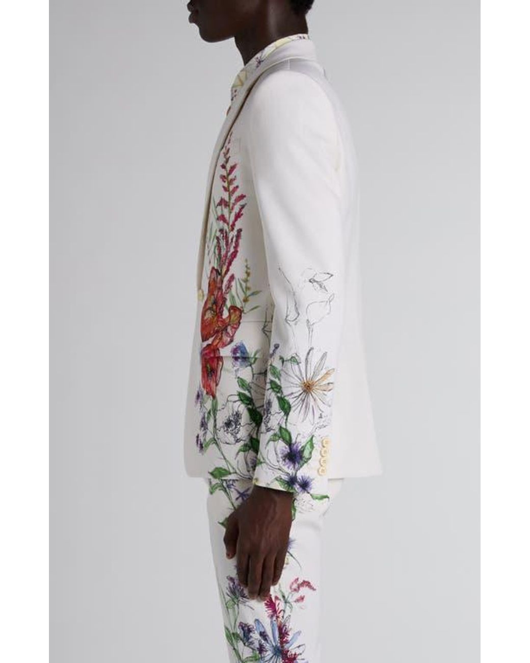 Alexander McQueen Gray Print Wool Jacket for men