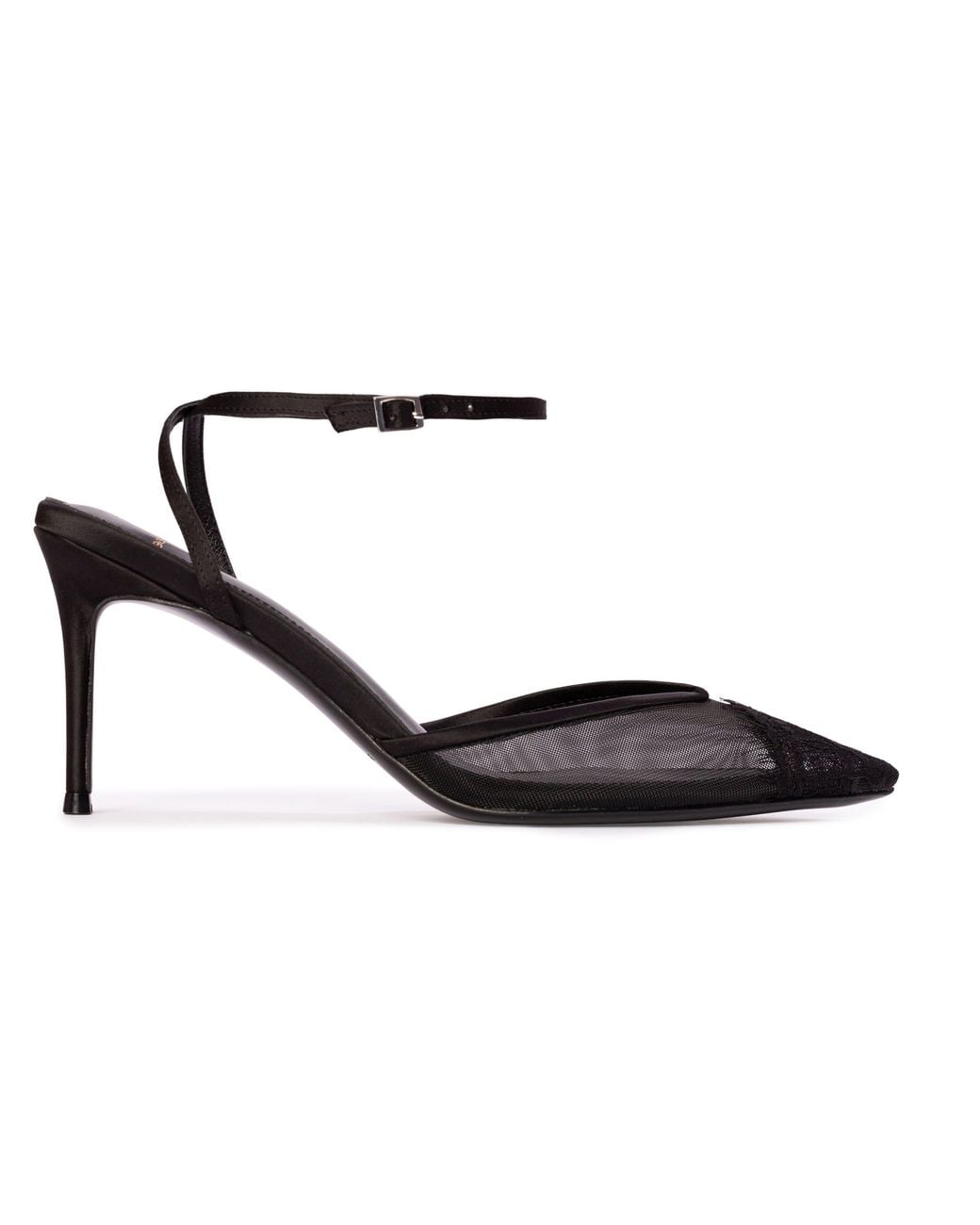 Black Suede Studio Black Cara 80 Mesh Pump