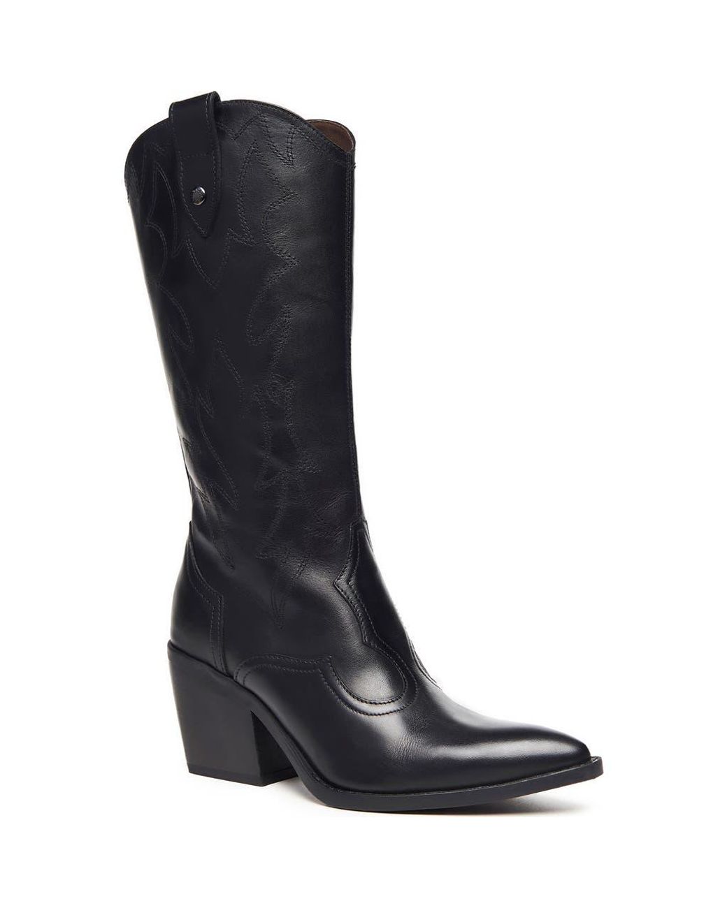 Nero Giardini Black Texan Pointed Toe Western Boot