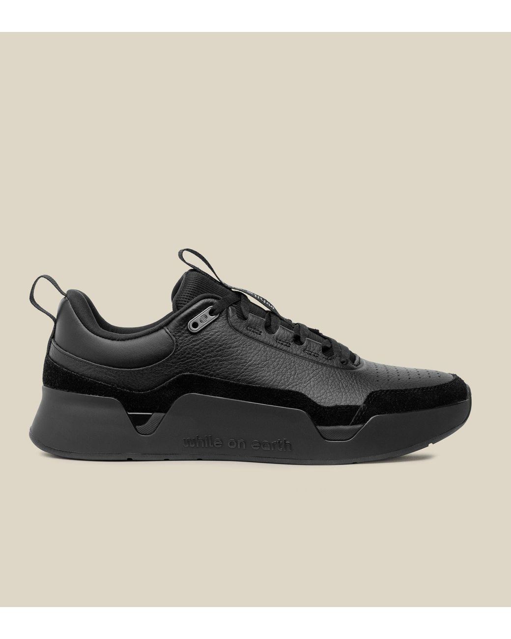 while on earth™ Black Leather Trainer for men