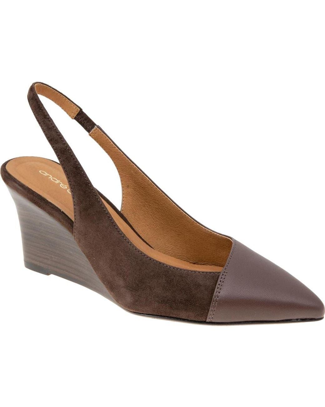 Andre Assous Brown Laina Slingback Wedge Pump