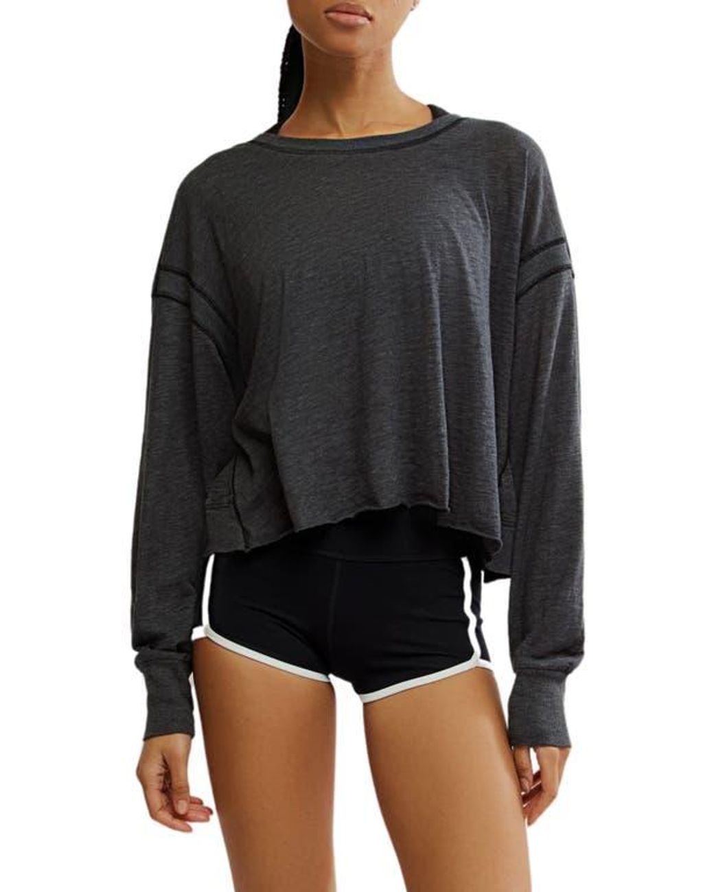 Free People Fp Movement My Time Layer Open Back Crop Top in Black | Lyst