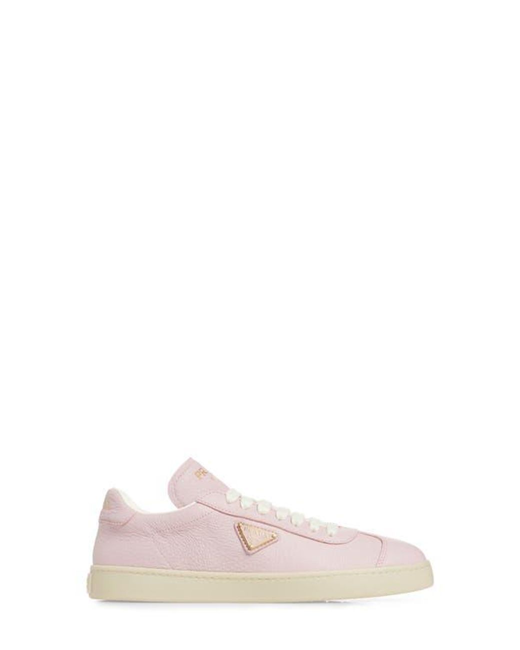 【PRADA】lady's 美品!triangleロゴ スニーカー pink Prada Lane Triangle Logo Deerskin Leather Sneaker in Pink | Lyst