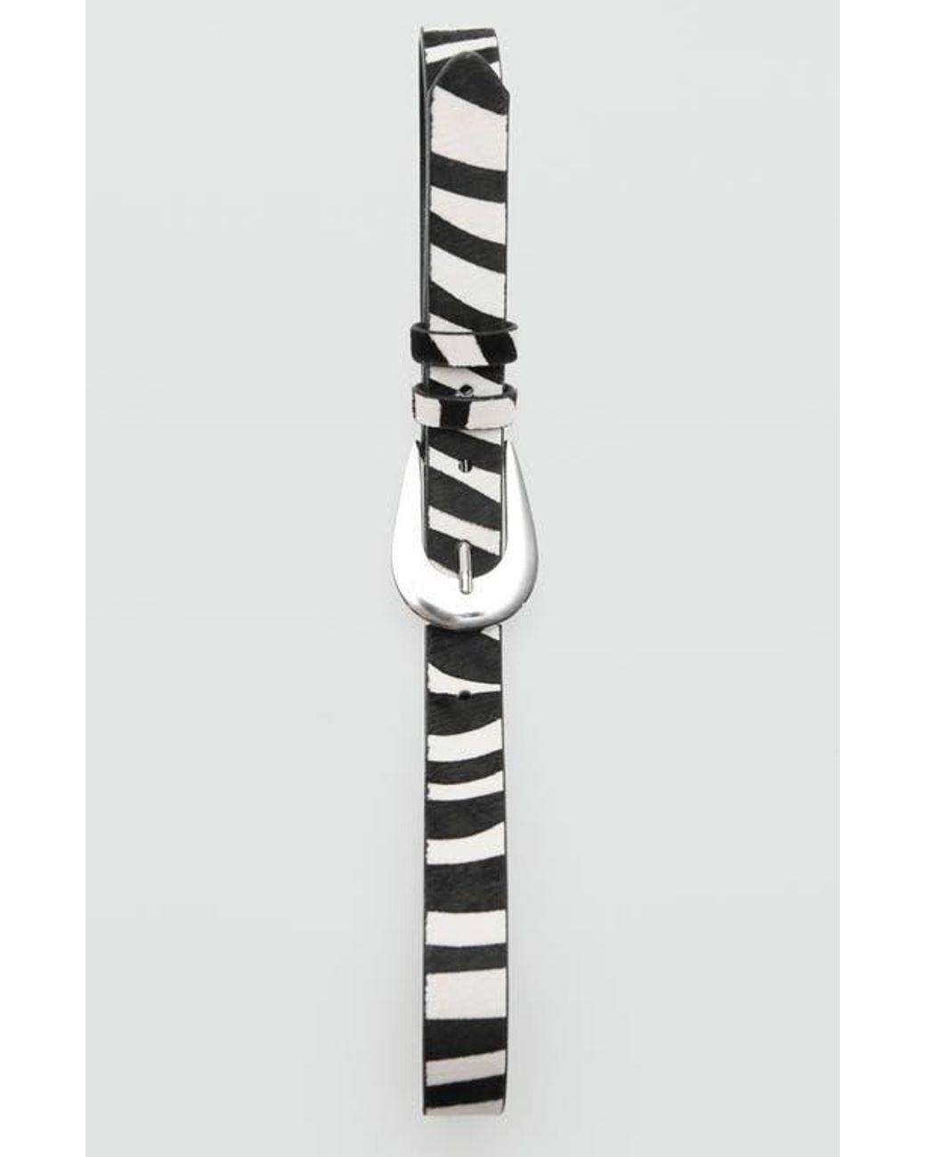 Mango Black Zebra Print Calf Hair Belt
