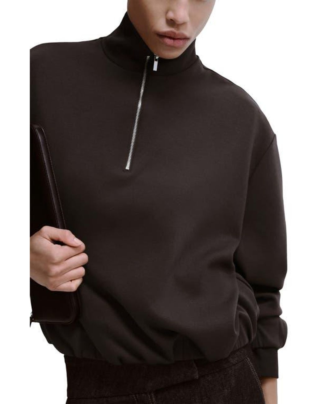 Mango Black High Neck Balloon Sweatshirt