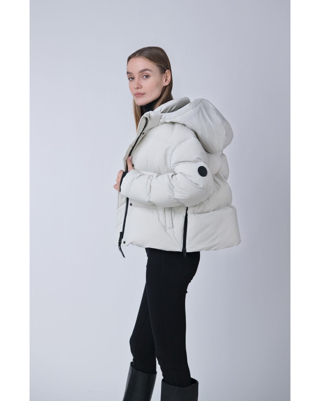 The Recycled Planet Company Ritz Recycled Down Crop Puffer Jacket in Gray |  Lyst